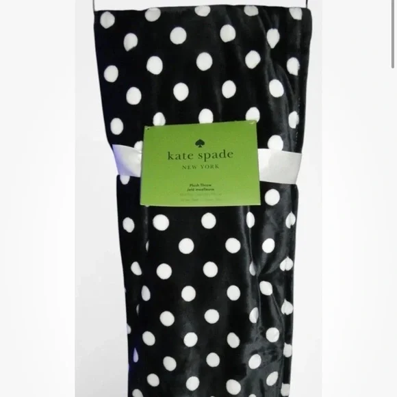 Kate Spade Black and White Polka Dot Throw Blanket new - Picture 1 of 1